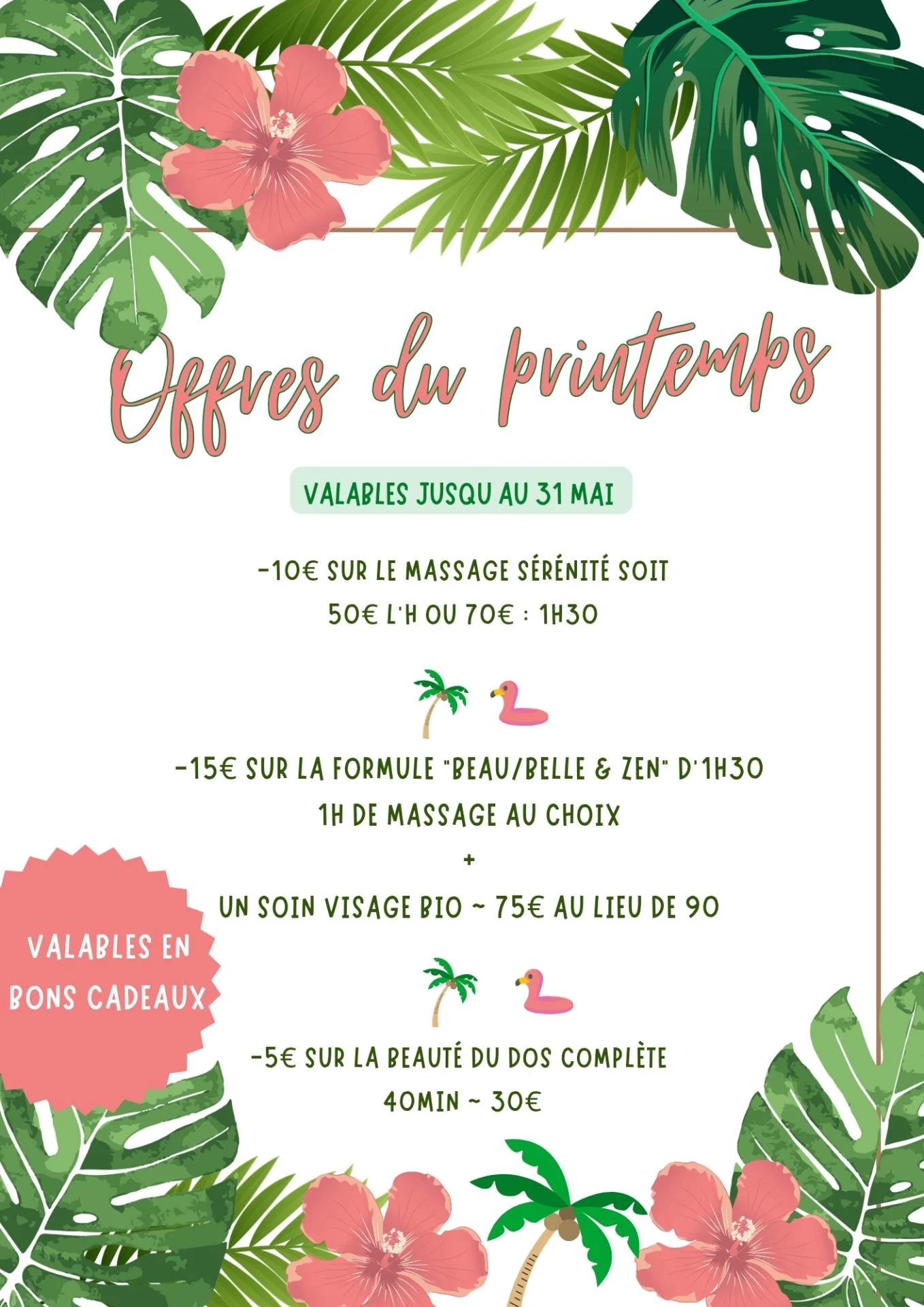 offres massages et esthétique